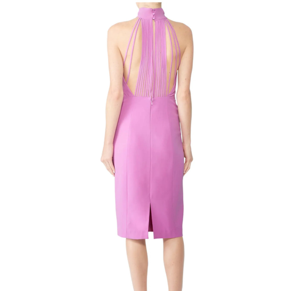Halston Heritage Strip Back Dress Lilac 8